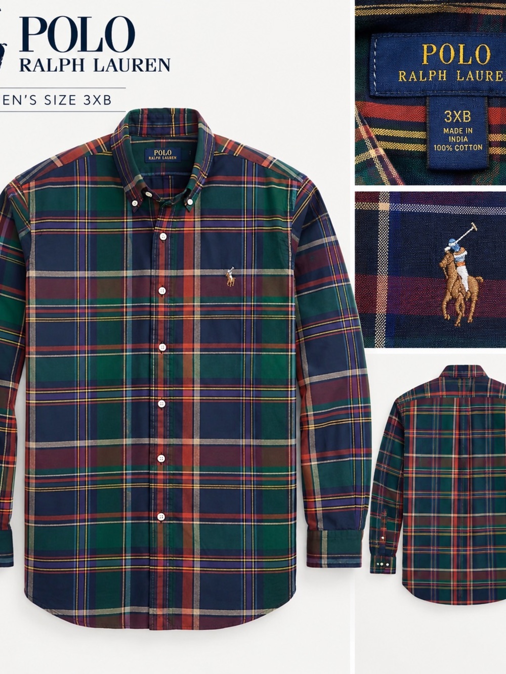 Ralph Lauren Men’s Plaid Button-Down Shirt - Navy, Green, Red